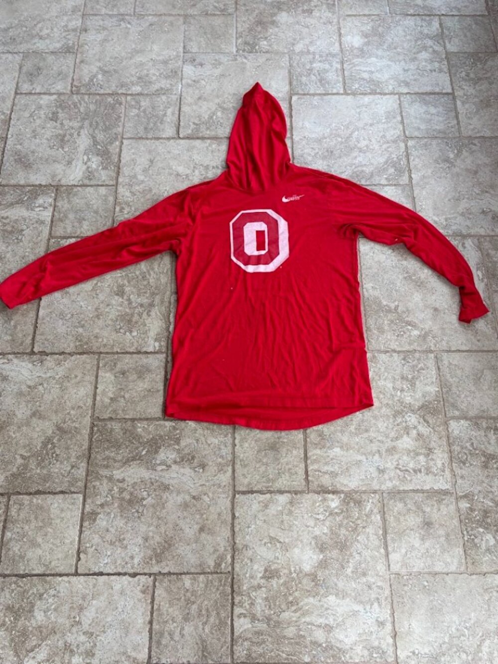 Ohio State Buckeyes Hoodie Mens Small Nike Dri Fit Hooded Long Sleeve Shirt Red